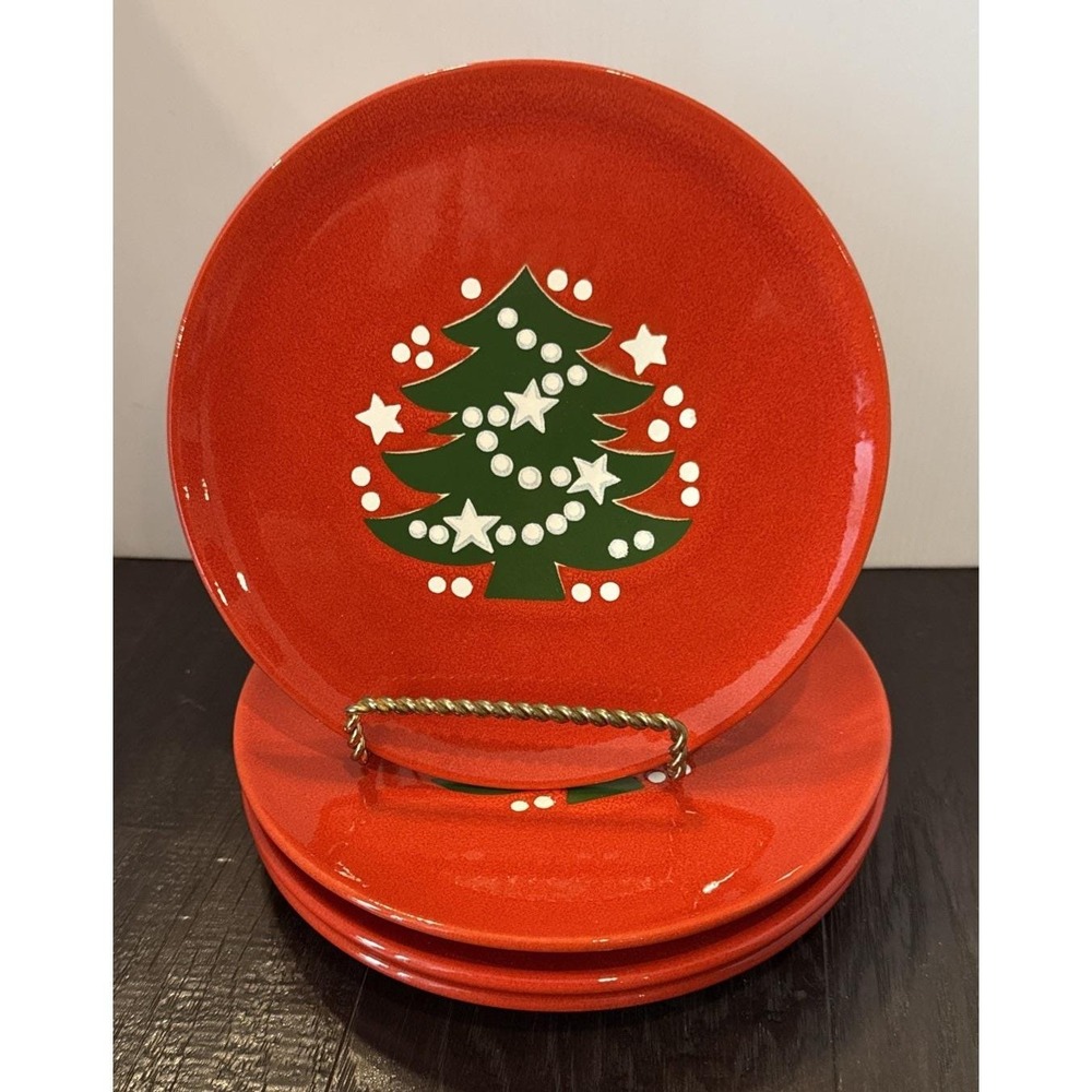 Waechtersbach West Germany Christmas Tree Salad Dessert Plates Plate Set Of 4